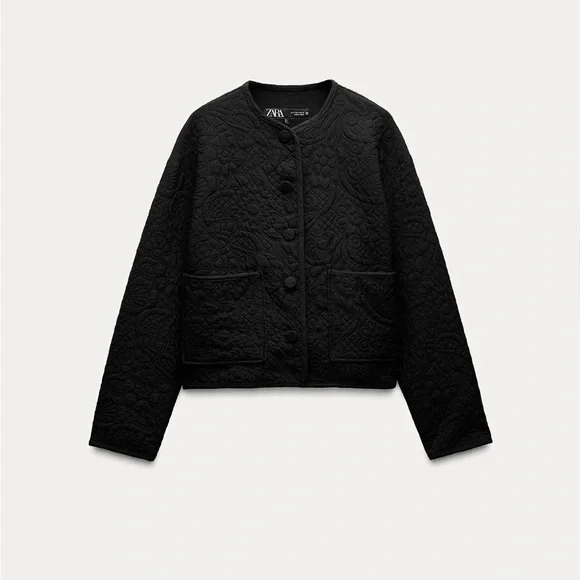 NWOT Zara Women's Black Textured Jacket - Picture 1 of 14